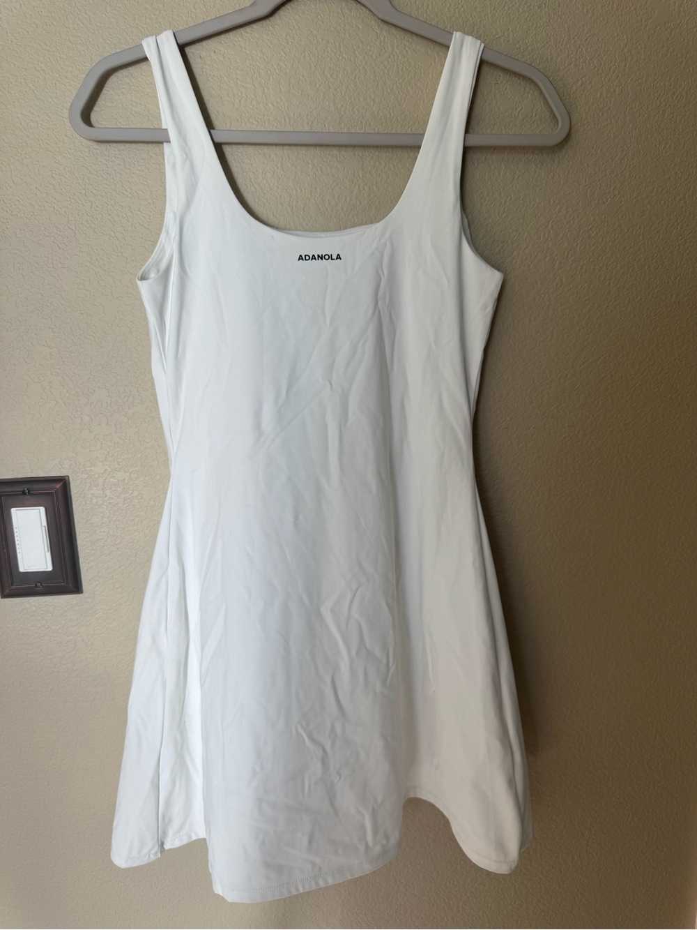 Adanola White Scoop Neck Tank Dress with Subtle Logo